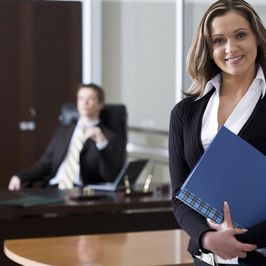 A business woman attending a business meeting